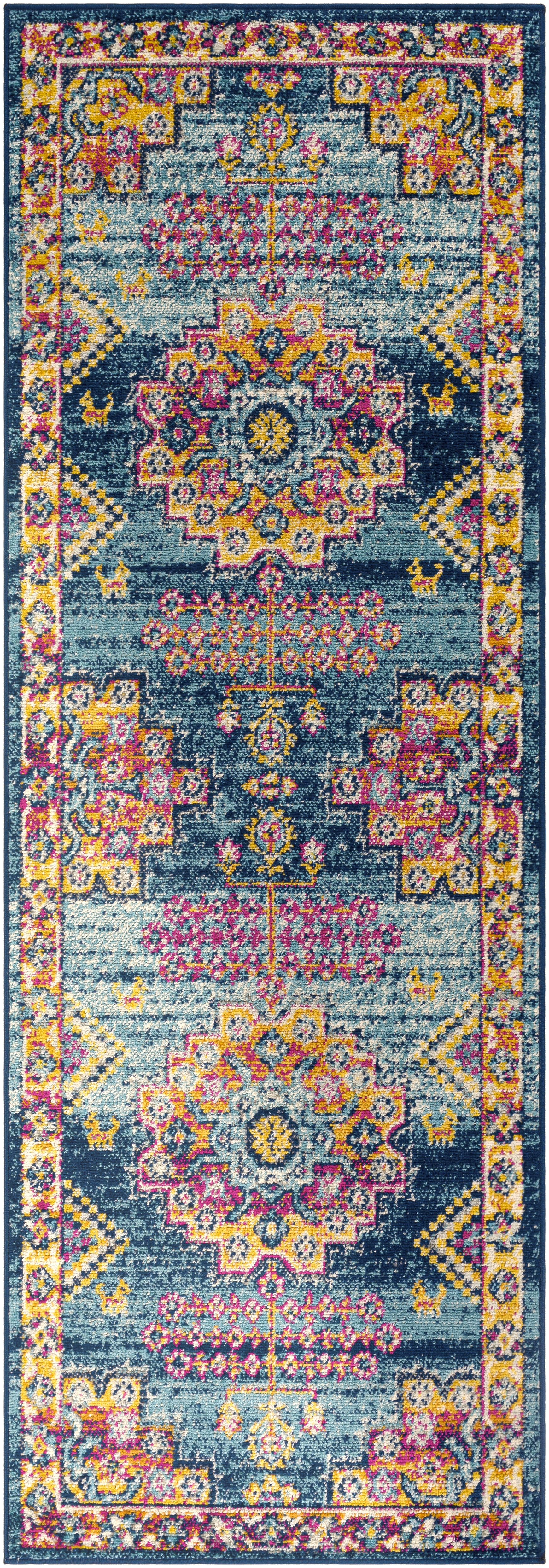 Elaziz Blue Indoor 2'7" x 7'7" Machine Woven Rug - Image 0