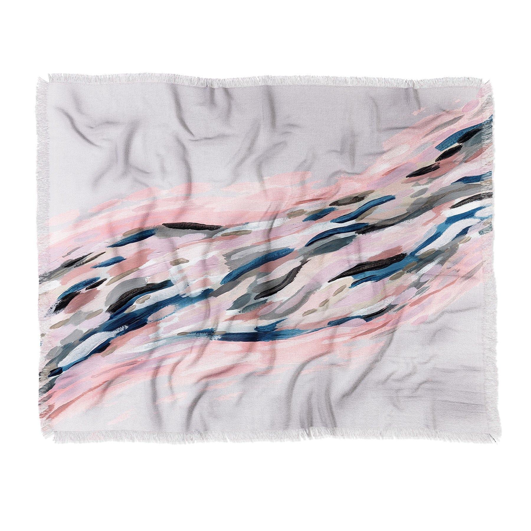 Laura Fedorowicz Pink Flutter on Grey Throw Blanket - 50" x 60" - Image 0
