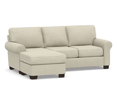 Buchanan Roll Arm Upholstered Sofa with Reversible Chaise Sectional, Polyester Wrapped Cushions, Chenille Basketweave Oatmeal - Image 0