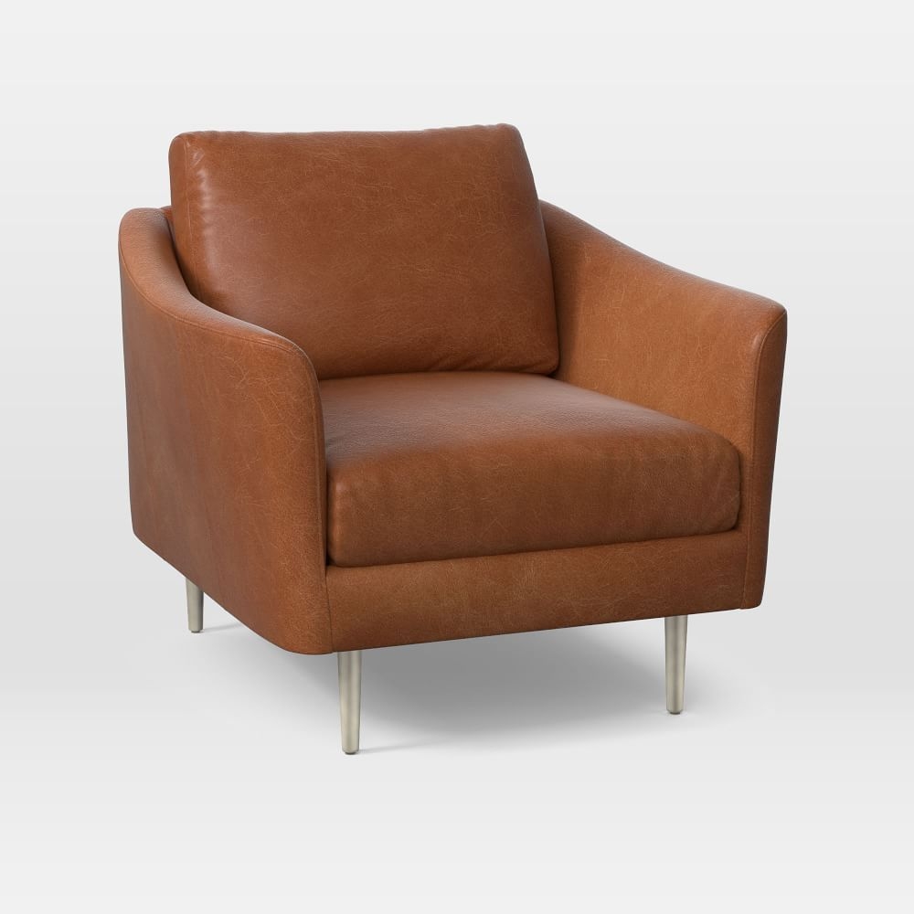 Sloane Chair, Poly, Saddle Leather, Nut, Light Bronze - Image 0