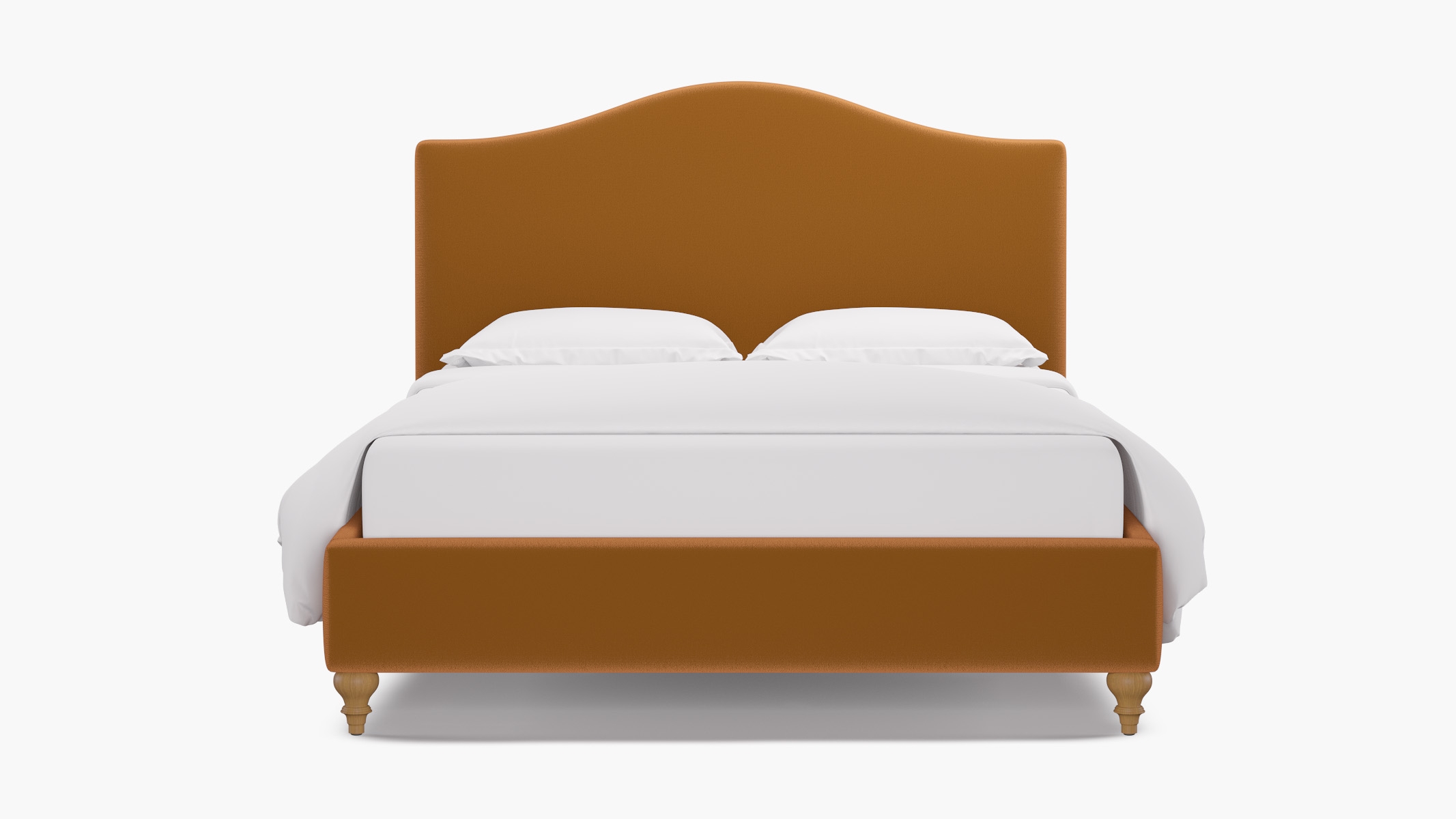 Camelback Bed, Marigold Performance Velvet, Natural Traditional Turned Leg, Twin - Image 0