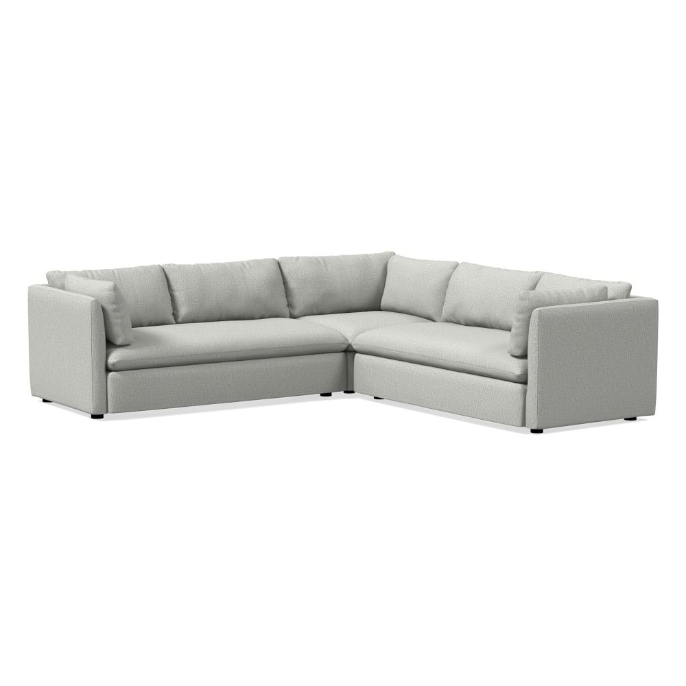 Shelter Sectional Set 03: LA Sofa, Corner, RA Sofa, Poly, Deco Weave, Pearl Gray, Concealed Support - Image 0