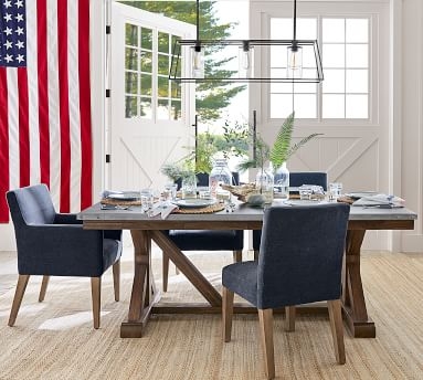 PB Classic Upholstered Dining Side Chair, Blackened Oak Legs, Premium Performance Basketweave Light Gray - Image 4