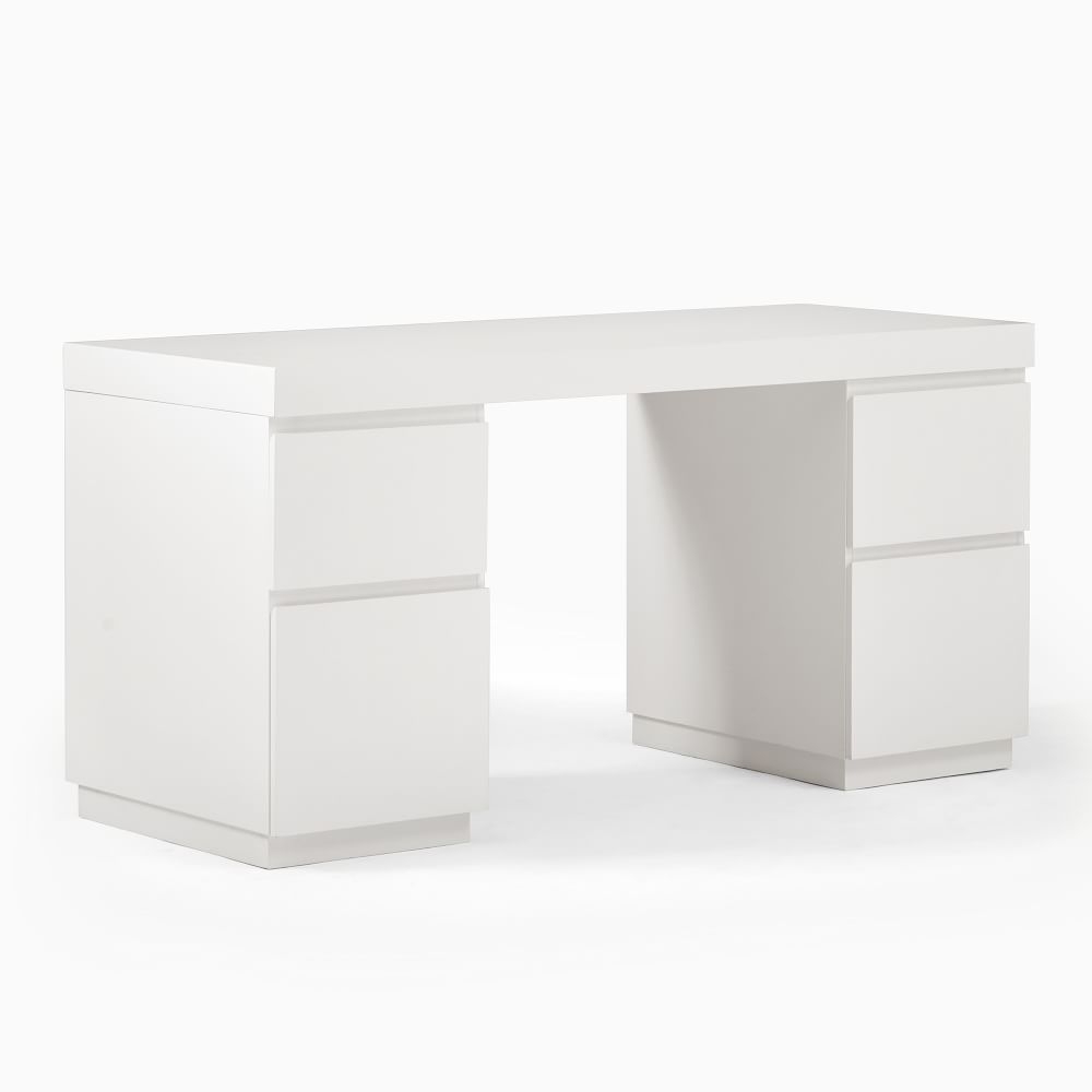Parsons 2 File Cabinets + Desk Set, White - Image 0