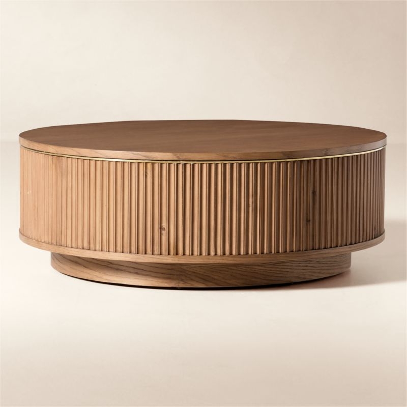 Davison 40" Round Fluted Oak Coffee Table - Image 3