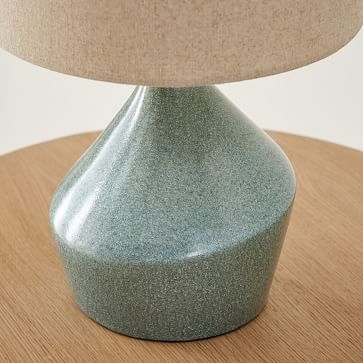 Asymmetric Ceramic Table Lamp Green Natural Linen (17") - Image 3
