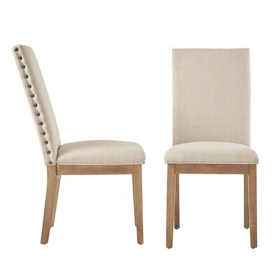Kieran Linen Nailhead Upholstered Dining Chair - Image 0