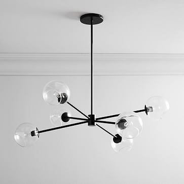 Staggered Glass Burst Chandelier With Light Bulb, Clear & Bronze - Image 1