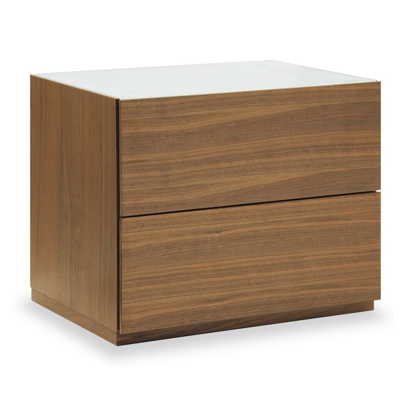 Calligaris City 2 Drawer Nightstand Color (Base/Top): Walnut/Frosted Taupe - Image 0