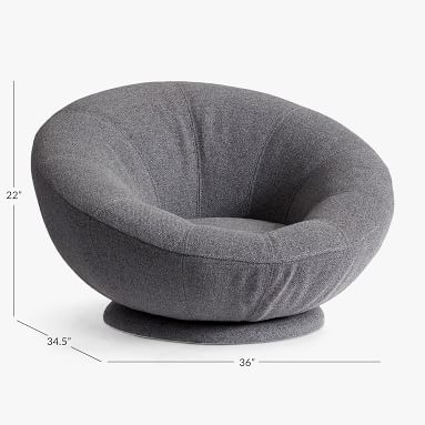 Tweed Charcoal Groovy Swivel Chair, In Home Delivery - Image 5