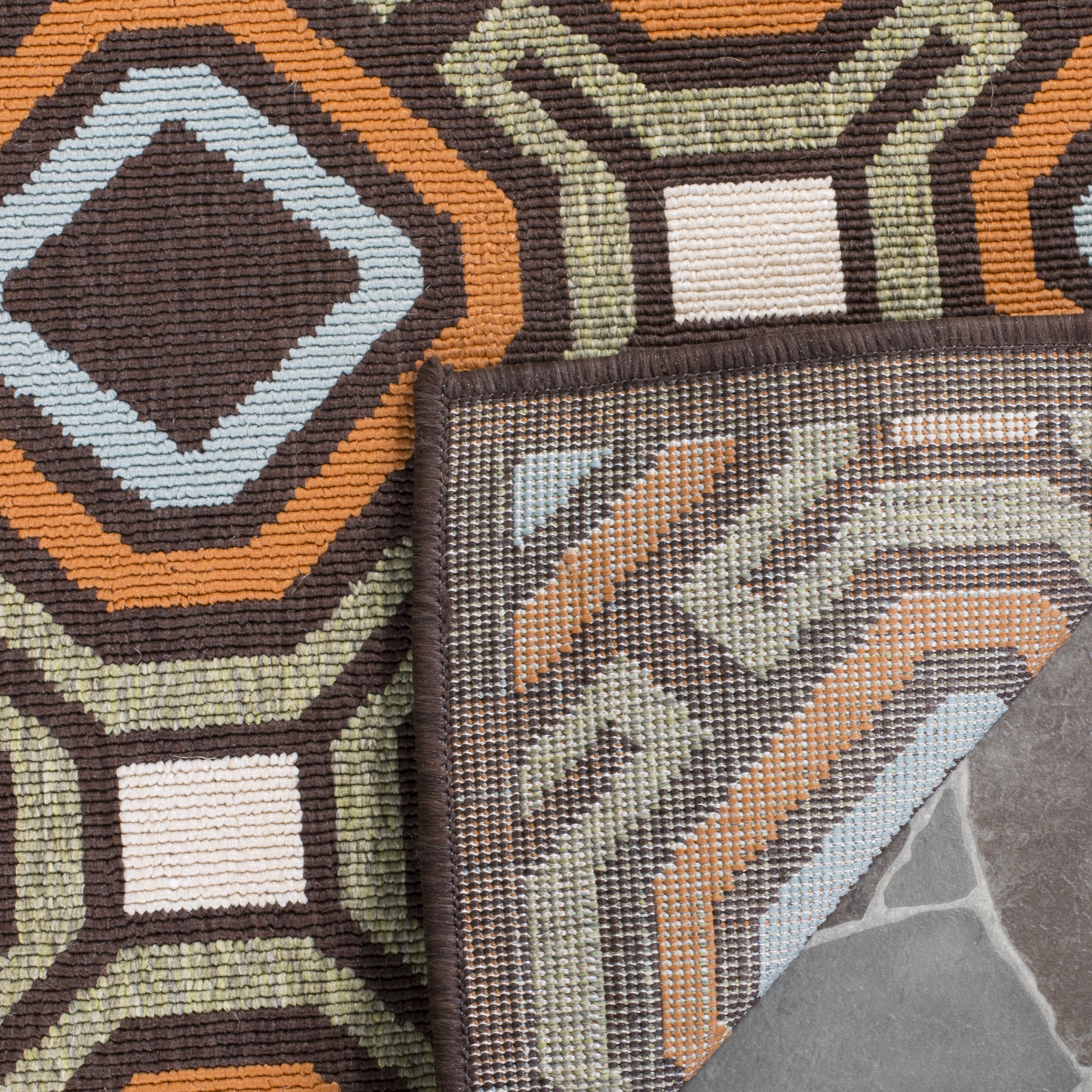 Arlo Home Indoor/Outdoor Woven Area Rug, VER089-0725, Chocolate/Terracotta,  5' 3" X 7' 7" - Image 3