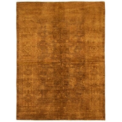 One-of-a-Kind Illinois Hand-Knotted 2010s Kosak Light Brown 6'3" x 8'7" Wool Area Rug - Image 0