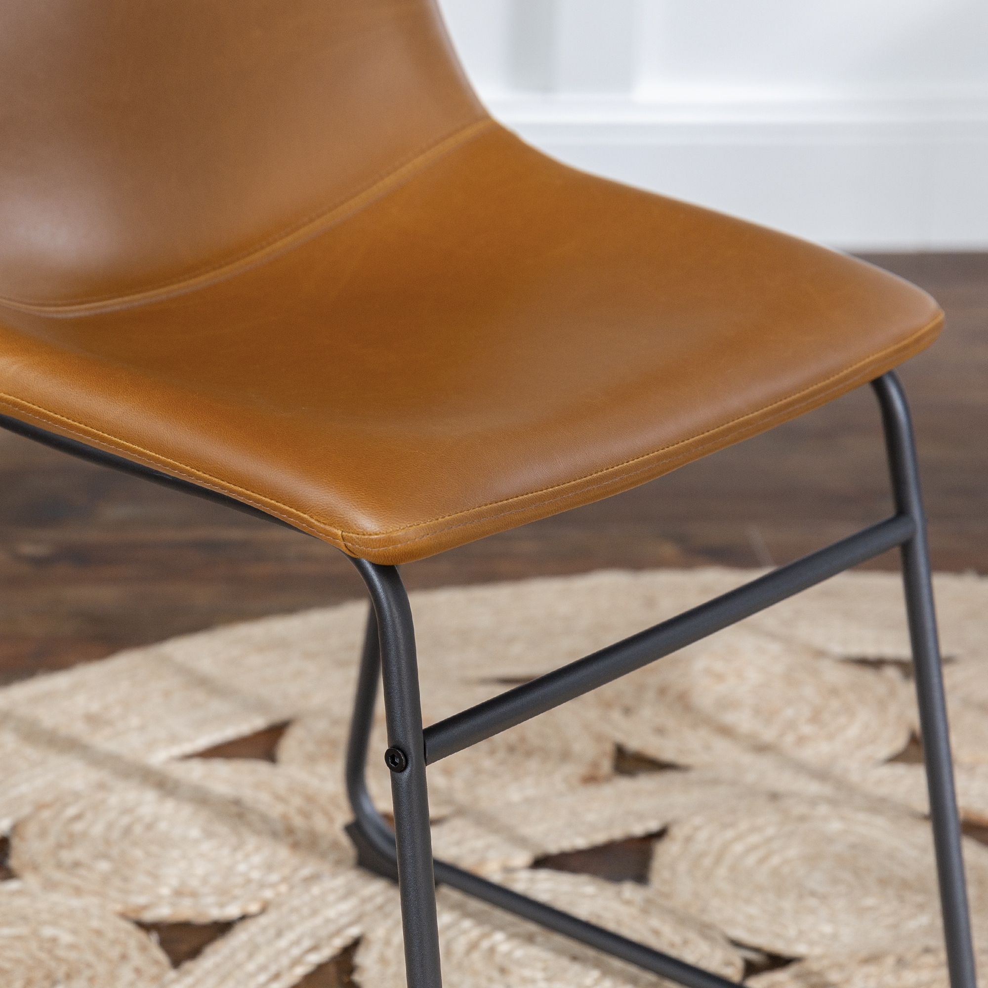 18" Industrial Faux Leather Dining Chair, Set of 2 - Whiskey Brown - Image 6