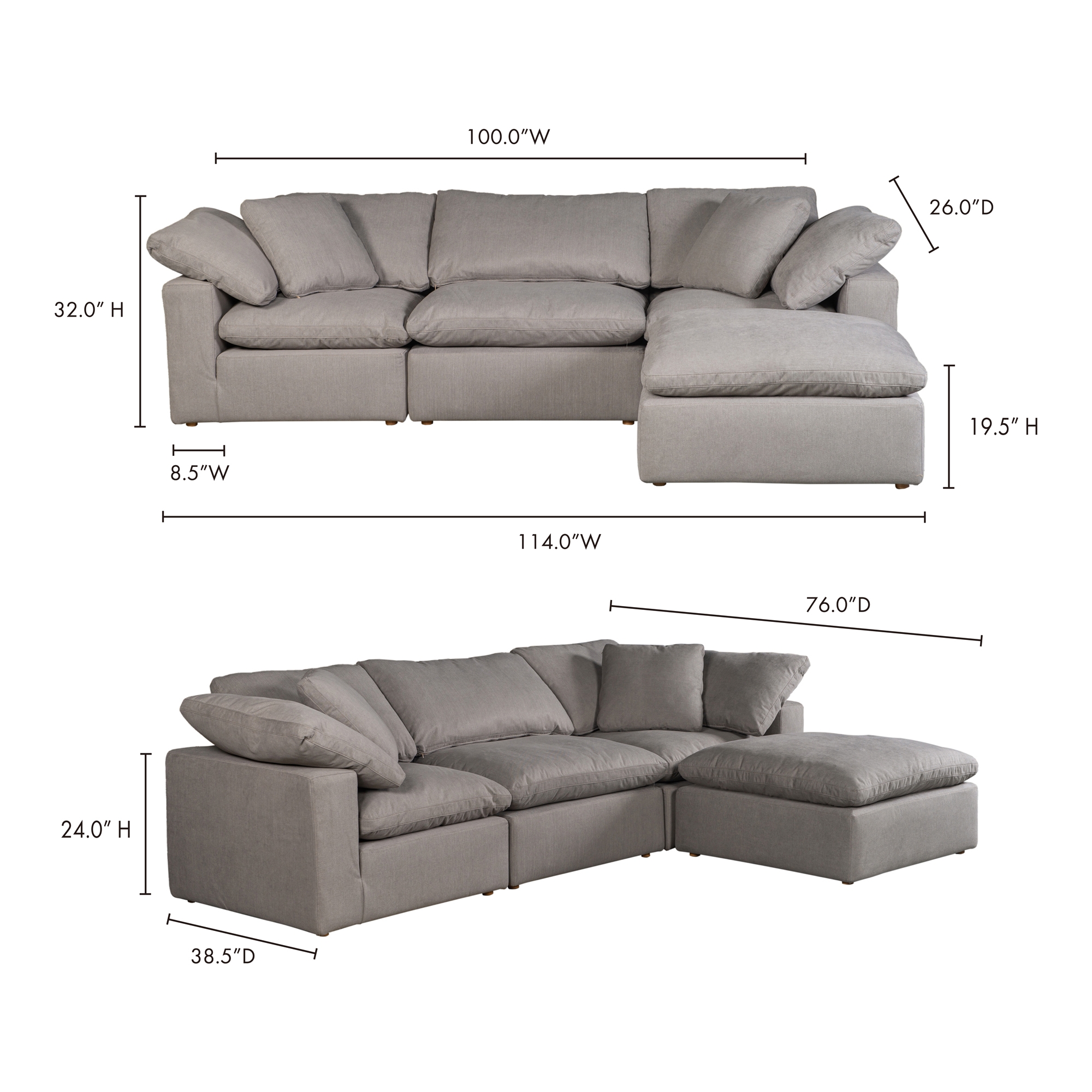 Terra Condo Lounge Modular Sectional Light Grey - Image 4