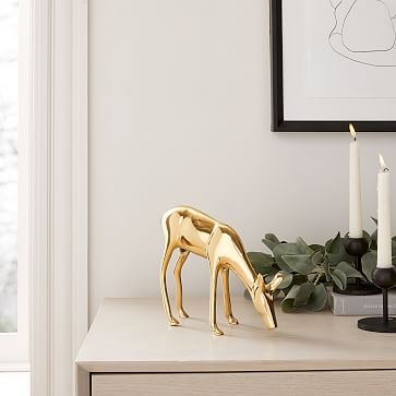 Reindeer Bending Figurines, Metal, Brass - Image 0