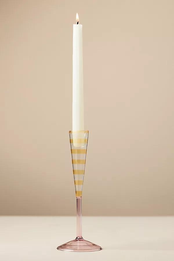 Eleanor Striped Glass Taper Candle Holder - Image 0