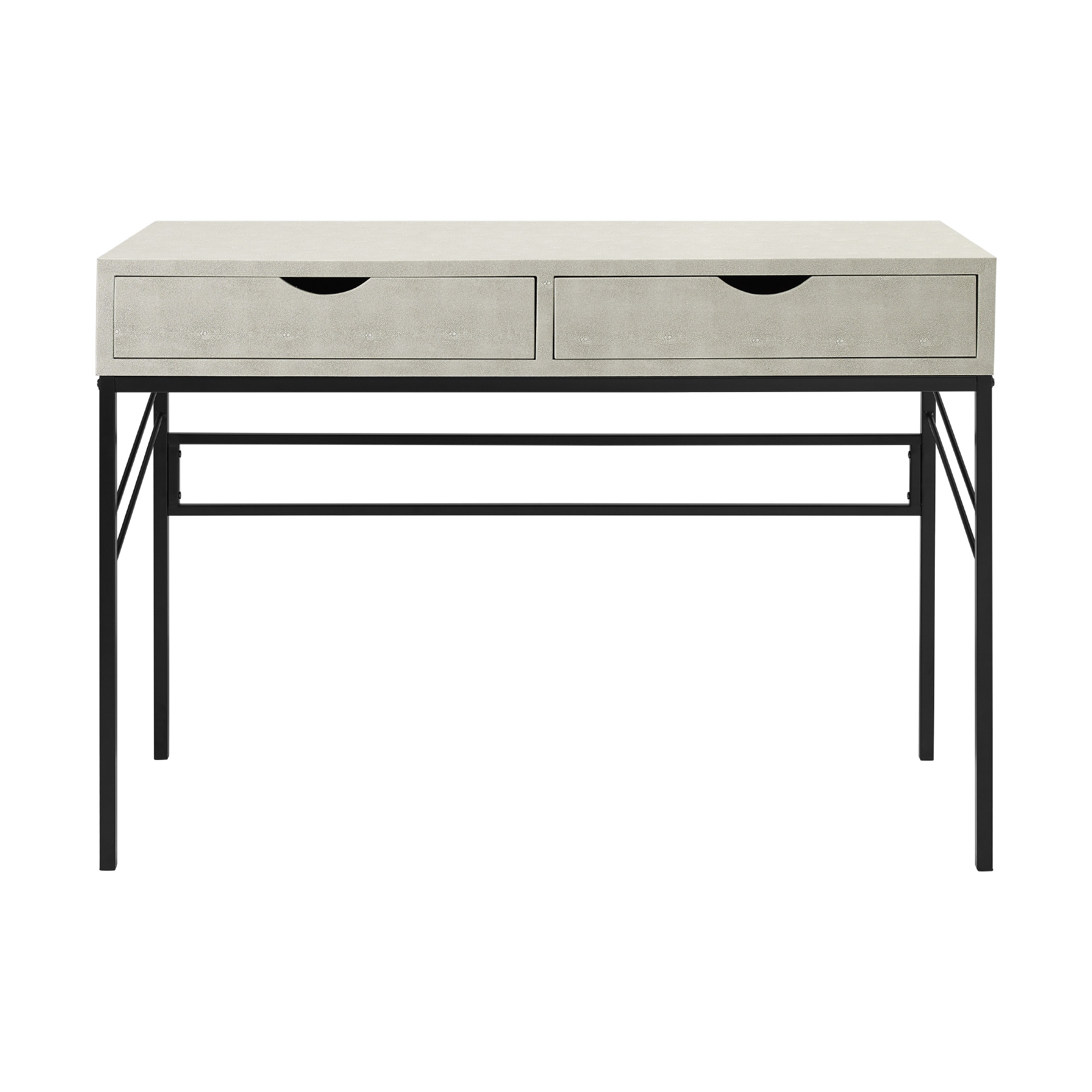 Modern 44" Faux Shagreen 2-Drawer Writing Desk - Off White - Image 1
