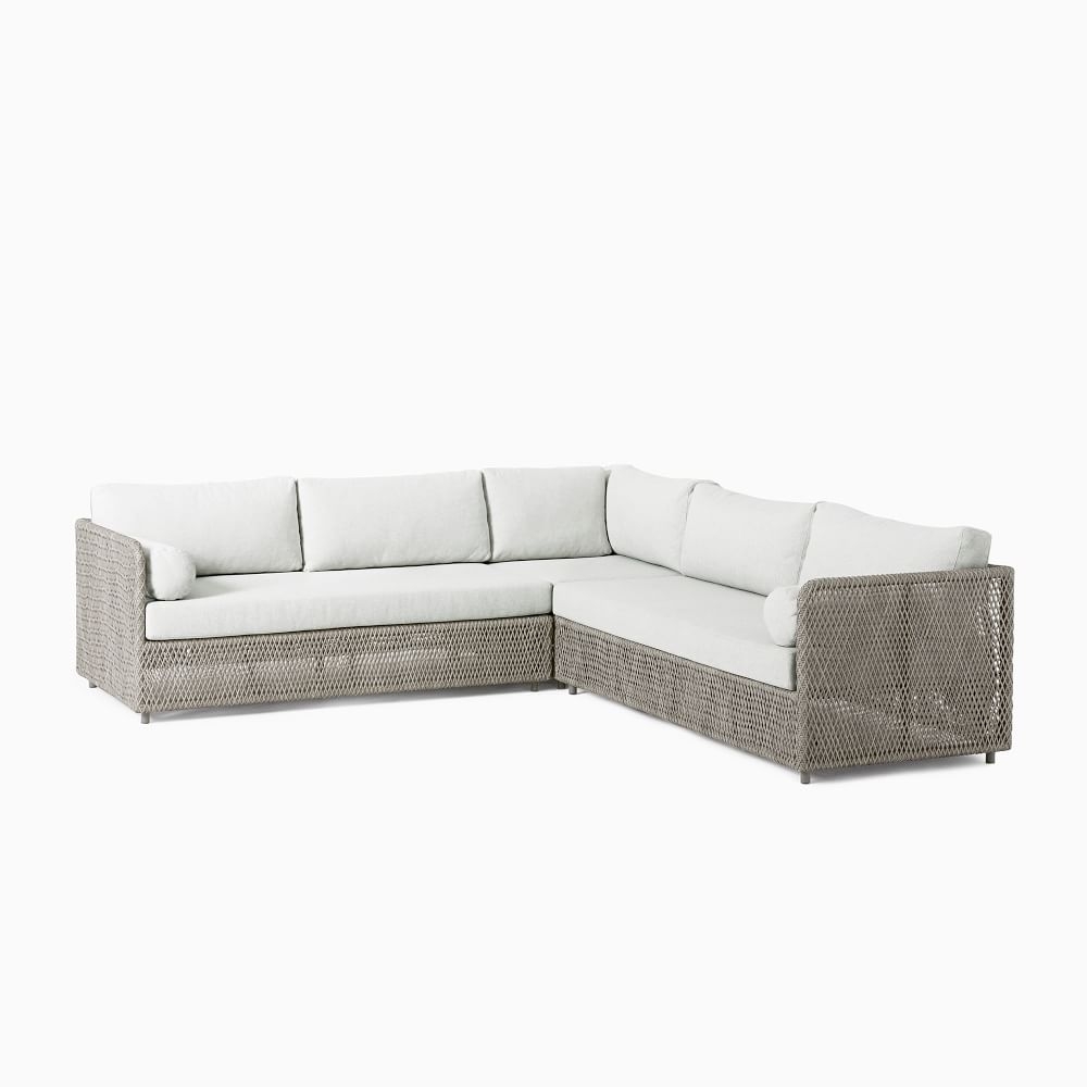 Coastal Outdoor 99 in 3-Piece L-Shaped Sectional, Silverstone - Image 0