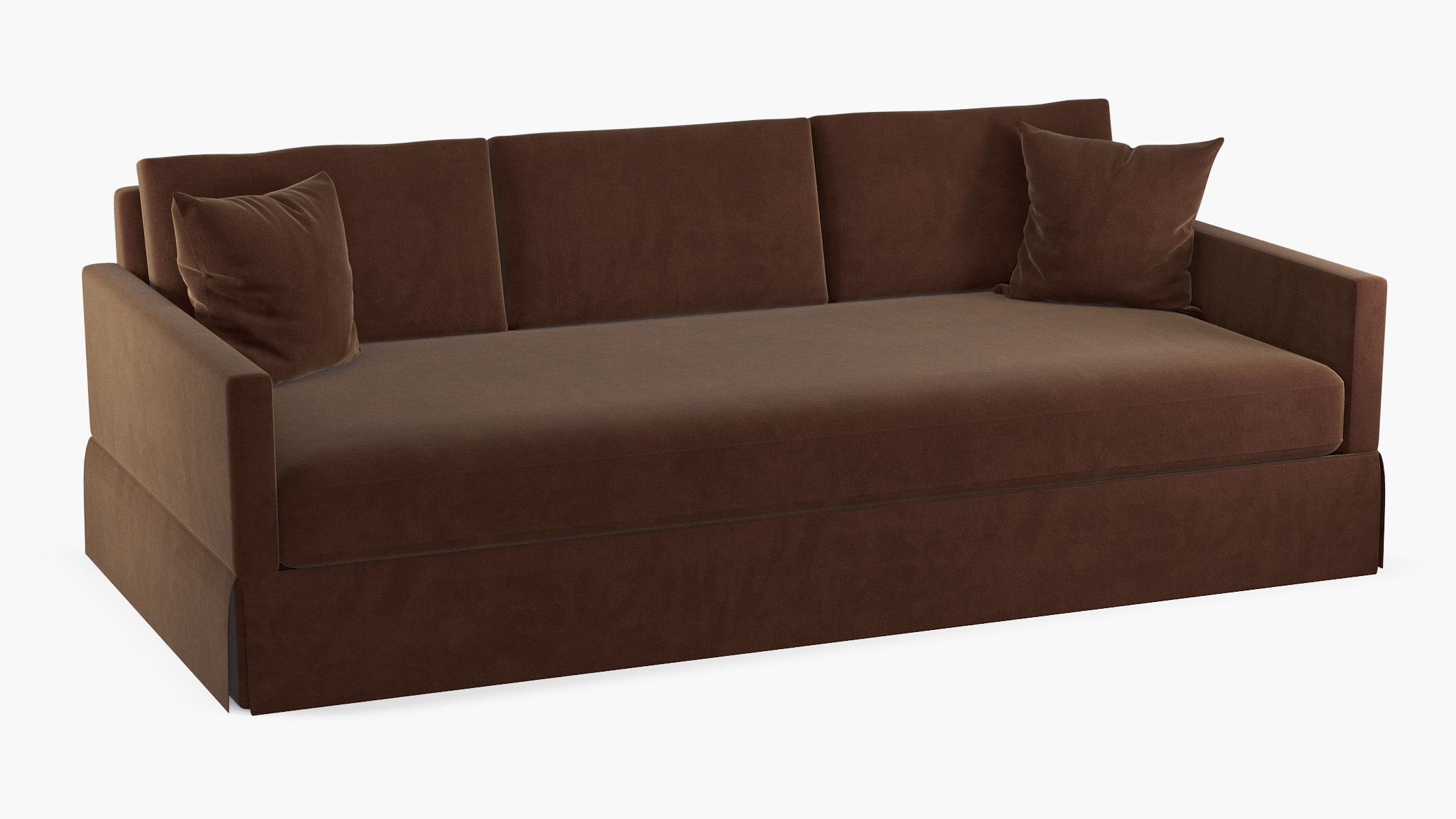 Skirted Track Arm Sofa, Cognac Luxe Velvet, Extra Deep (43") - Image 1
