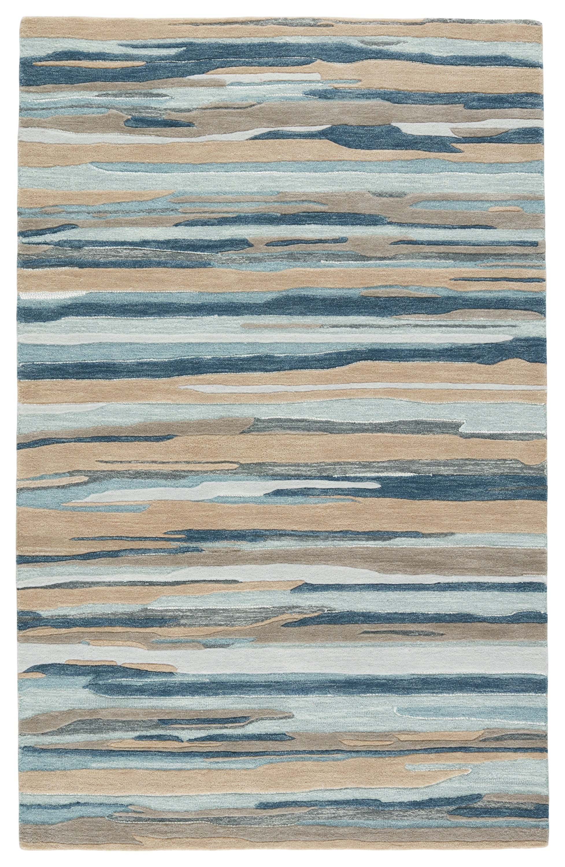 Rhine Handmade Striped Blue/ Beige Area Rug (8'X10') - Image 0