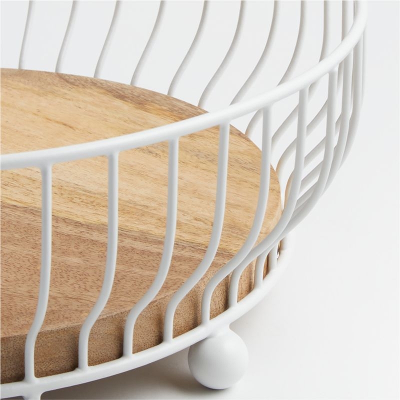 Cora White and Wood 2-Tier Fruit Basket - Image 2