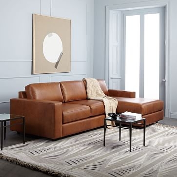 Urban 106" Right 2-Piece Chaise Sectional, Weston Leather, Molasses, Poly-Fill - Image 1