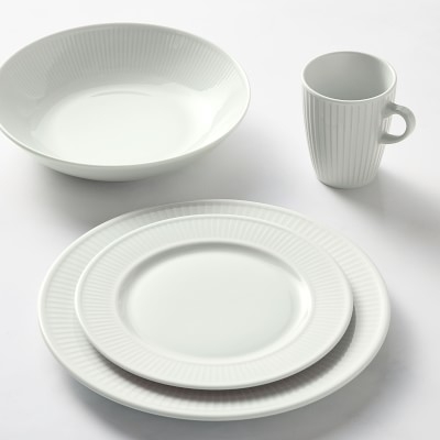 Pillivuyt Plisse Porcelain 16-Piece Dinnerware Set with Cereal Bowl - Image 1