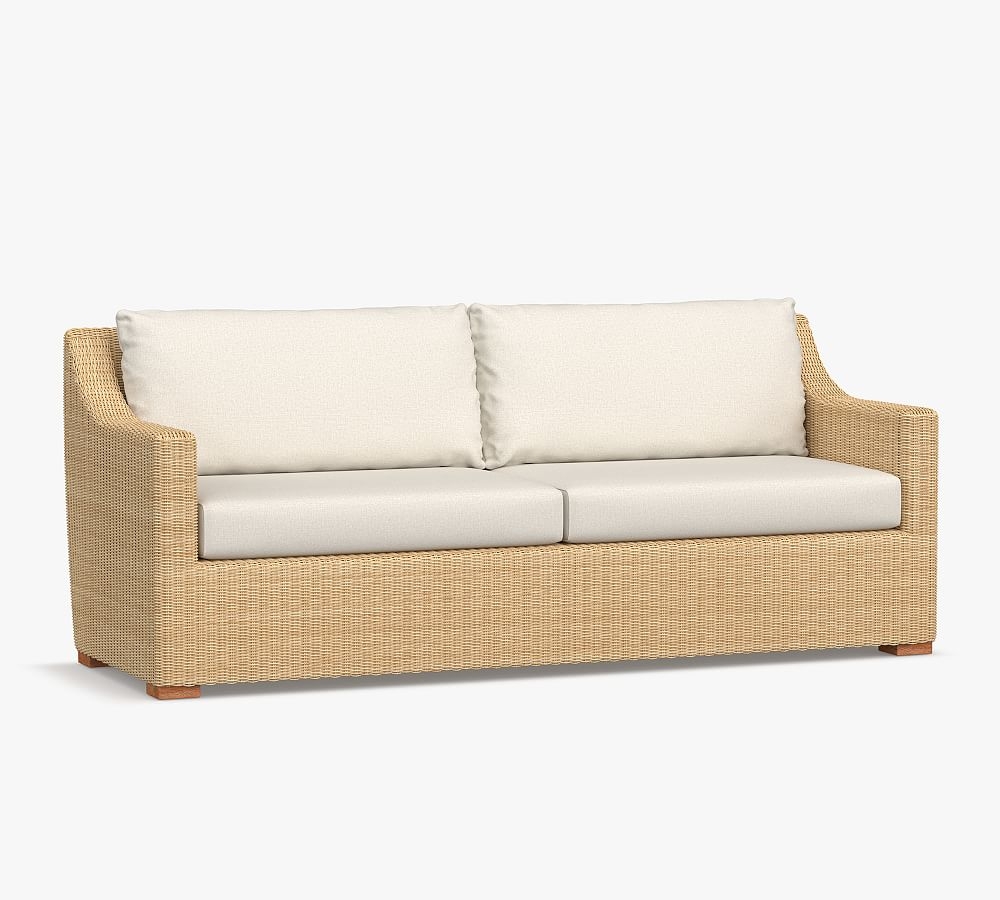 Hampton All-Weather Wicker Sofa with Cushion, Sand - Image 0