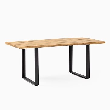 Tompkins Industrial 94" Dining Table, Natural, Dark Bronze - Image 1