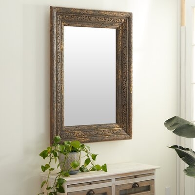 Antique Style Rectangular Wood Wall Mirror With Acanthus Carvings, 35.5" X 47" - Image 0