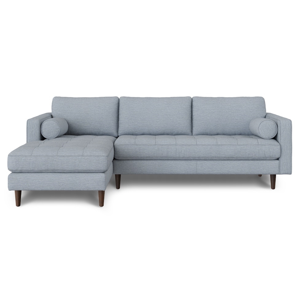 Sven 100" Tufted Left Sectional - Silver Light Blue - Image 0