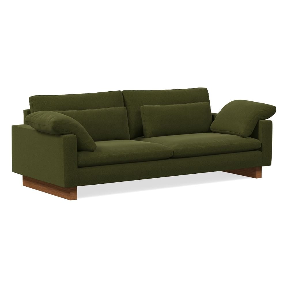 Harmony 92" Multi-Seat Sofa, Standard Depth, Distressed Velvet, Tarragon, Dark Walnut - Image 0