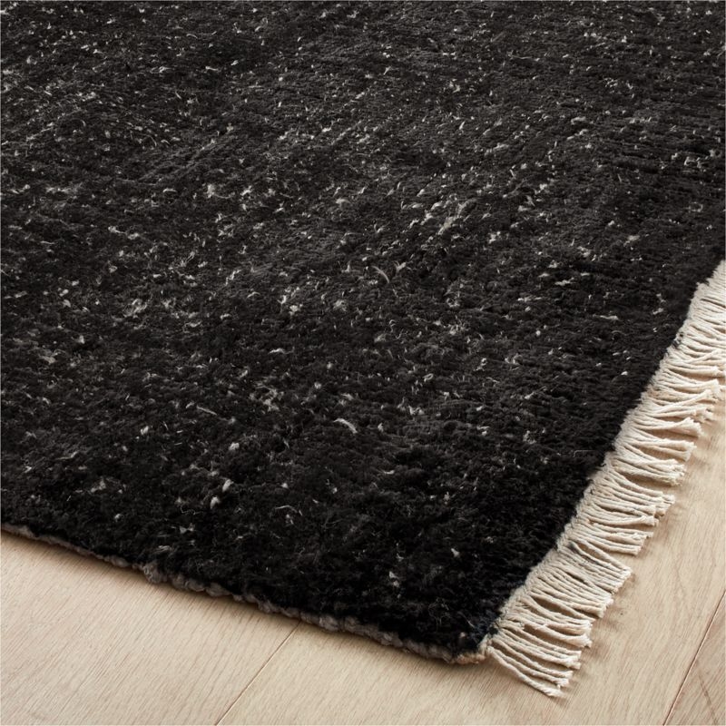 Keen Hand-Knotted Viscose Black Area Rug 6'x9' - Image 1