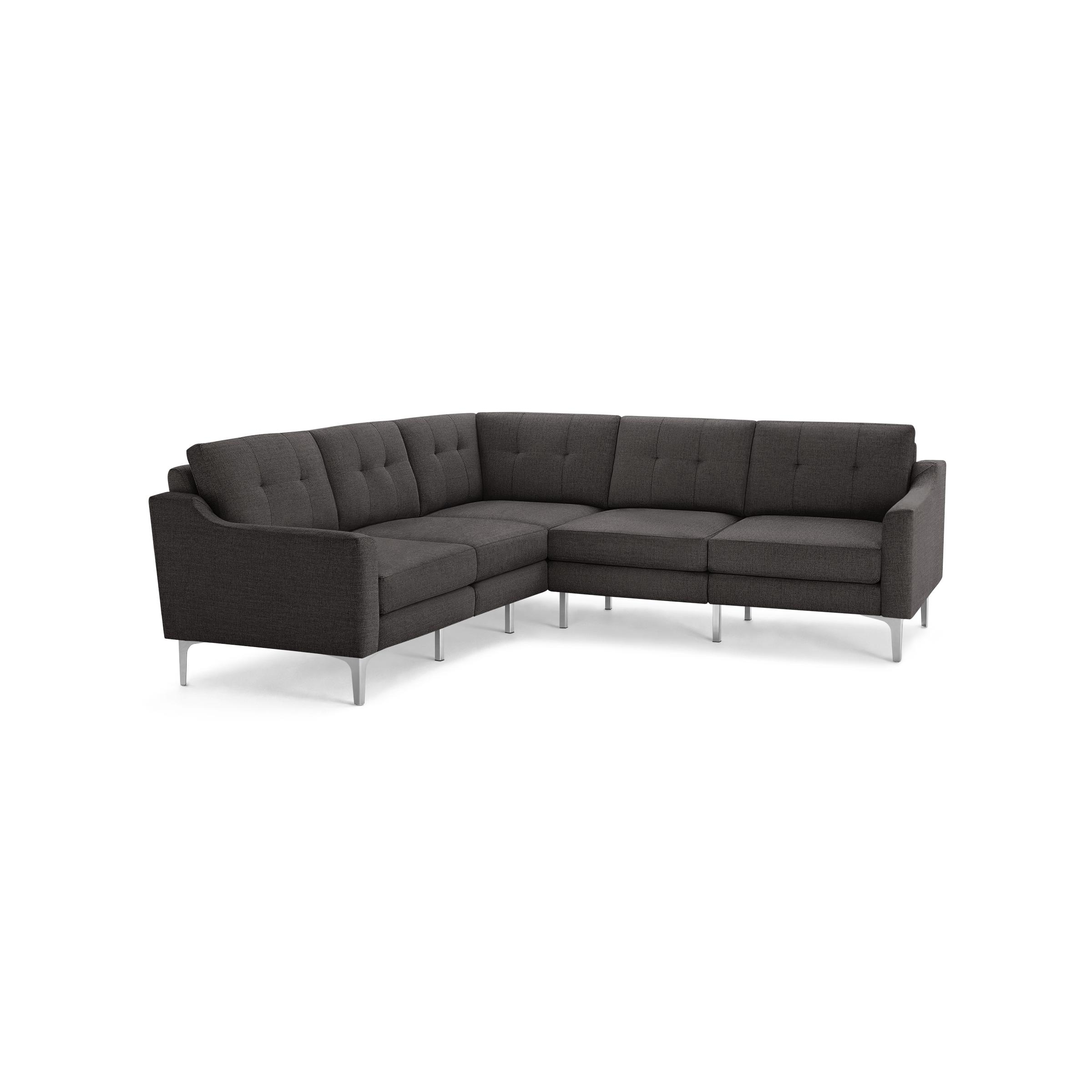 Nomad 5-Seat Corner Sectional - Heather Charcoal - Performance Chenille / Chrome - Metal / Slope - Image 0