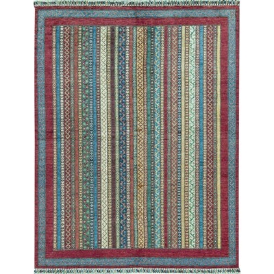 One-of-a-Kind Hand-Knotted 5' x 6'6" Wool Area Rug in Red/Light Green - Image 0