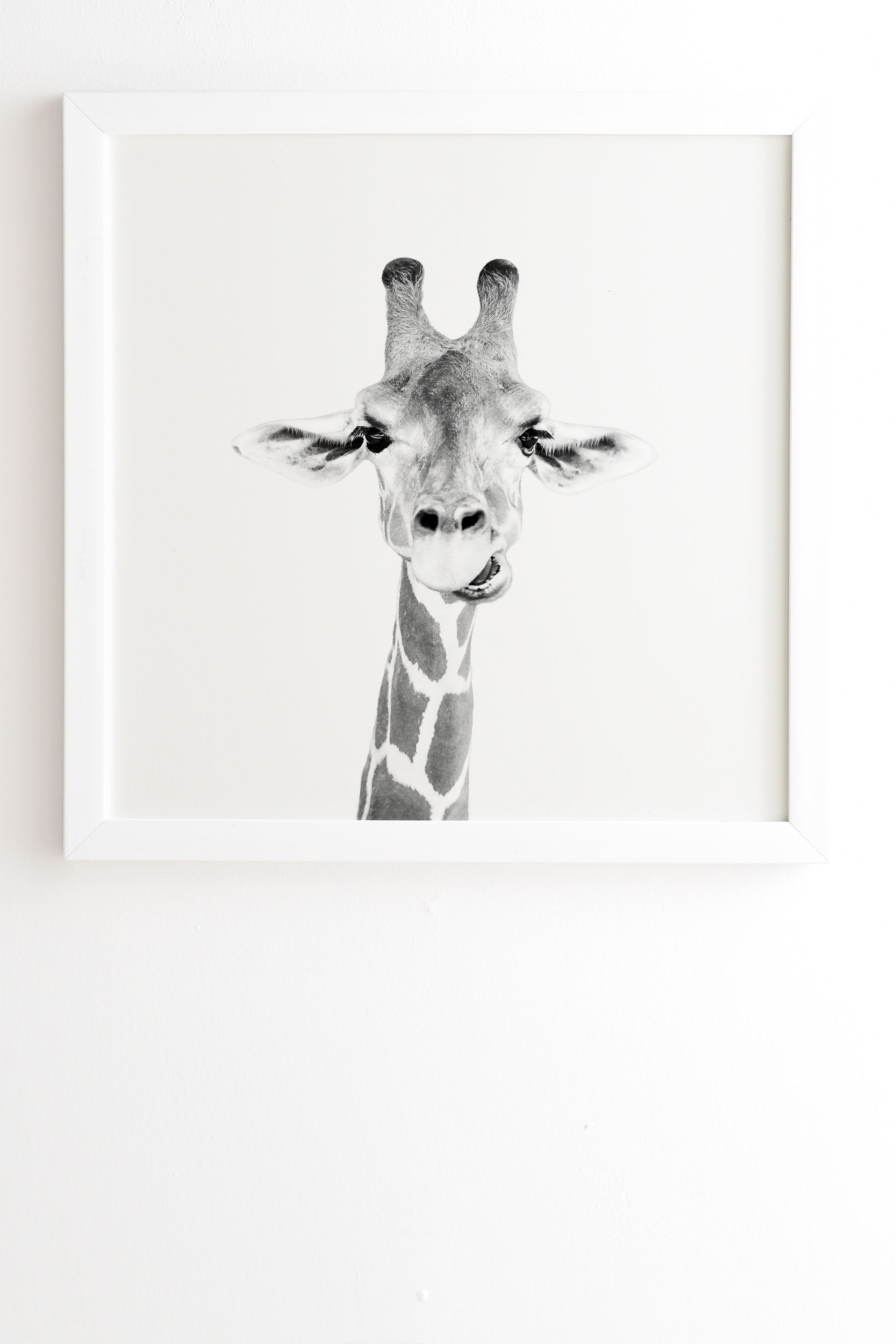 Happy Giraffe by Sisi and Seb - Framed Wall Art Basic White 30" x 30" - Image 1