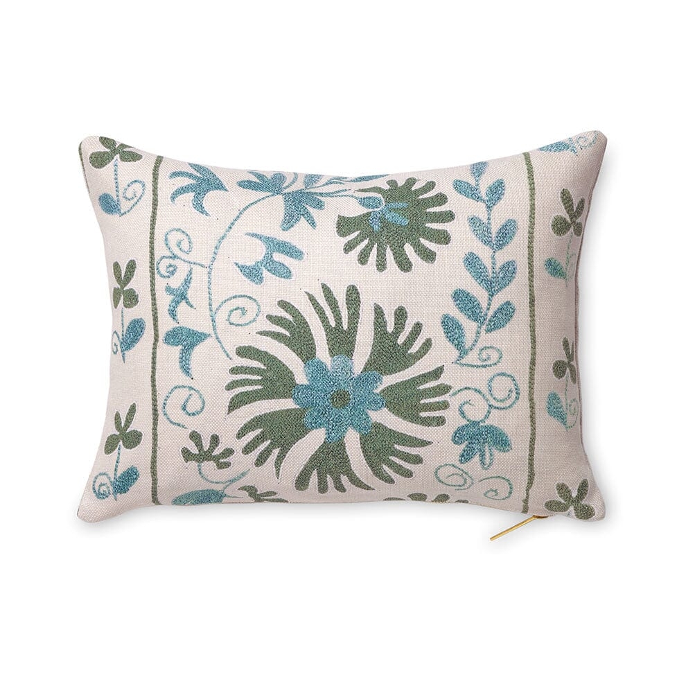 Sage Ribbon Suzani Pillow - Image 0