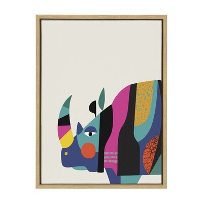 'Mid Century Modern Rhino' by Rachel Lee - Floater Frame Painting Print on Canvas - Image 0