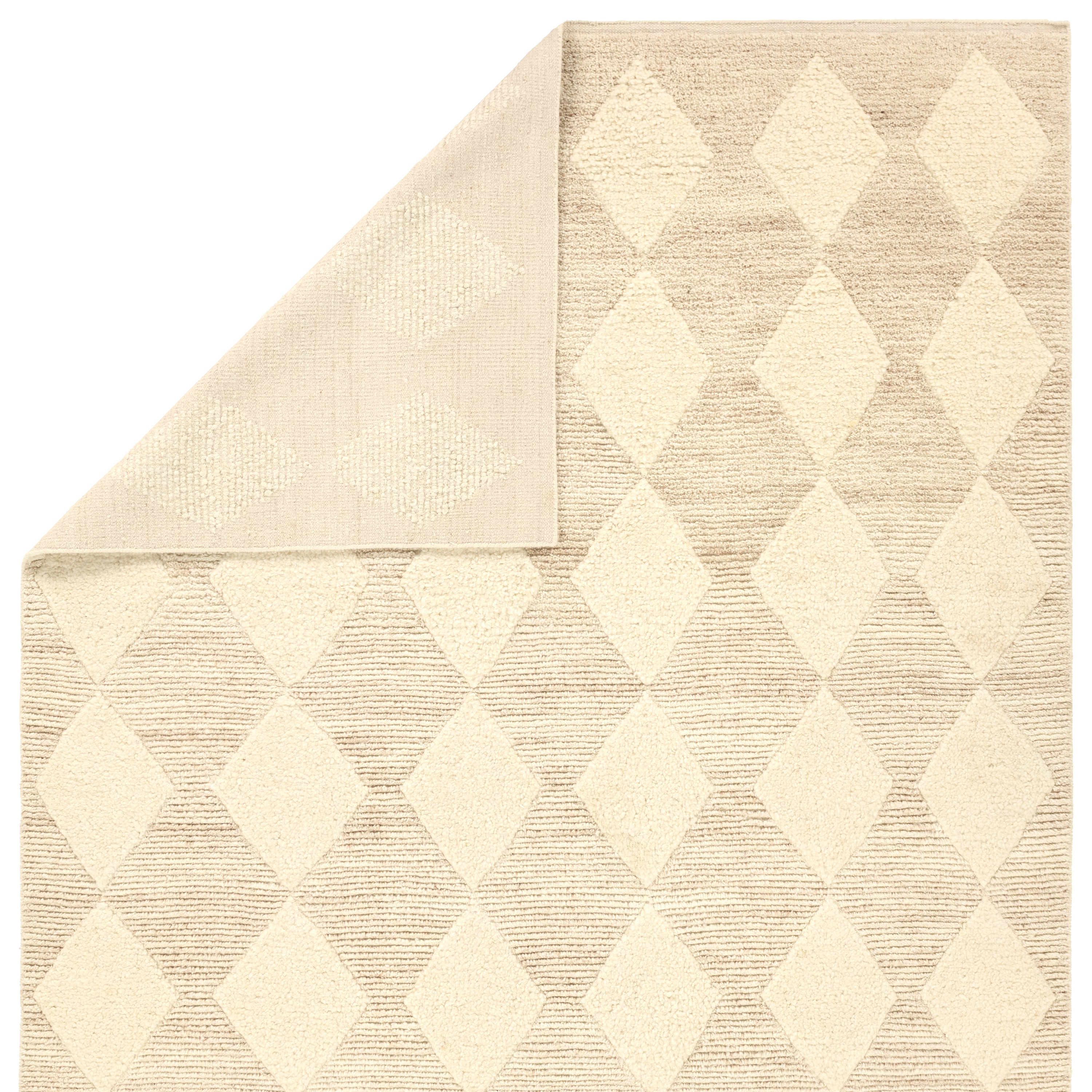 Medak KEO14 Handknotted Striped White and Tan Area Rug (8'x10') - Image 2