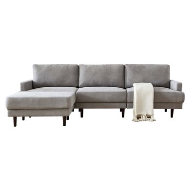 Modern Fabric Sofa L Shape, 3 Seater With Ottoman-104.6" Emerald - Image 0