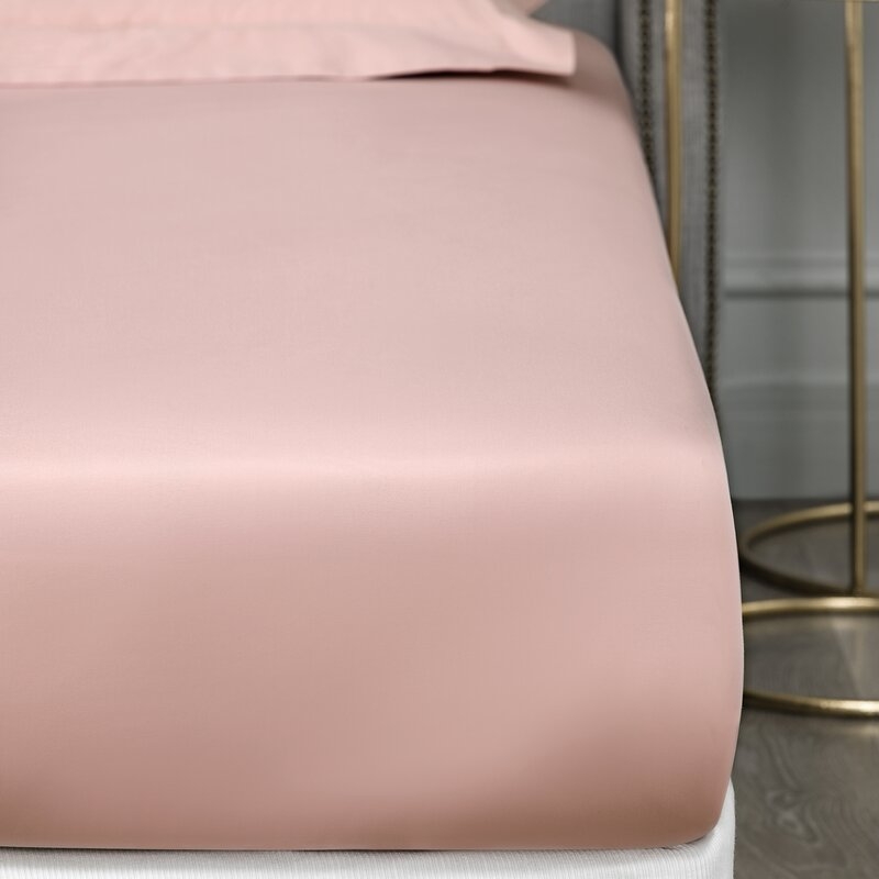 Togas Royal 300 Thread Count 100% Cotton Fitted Sheet Size: Queen, Color: Pink - Image 0