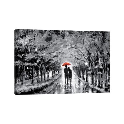 Park in Love Red Umbrella by P.D. Moreno - Wrapped Canvas Painting Print - Image 0