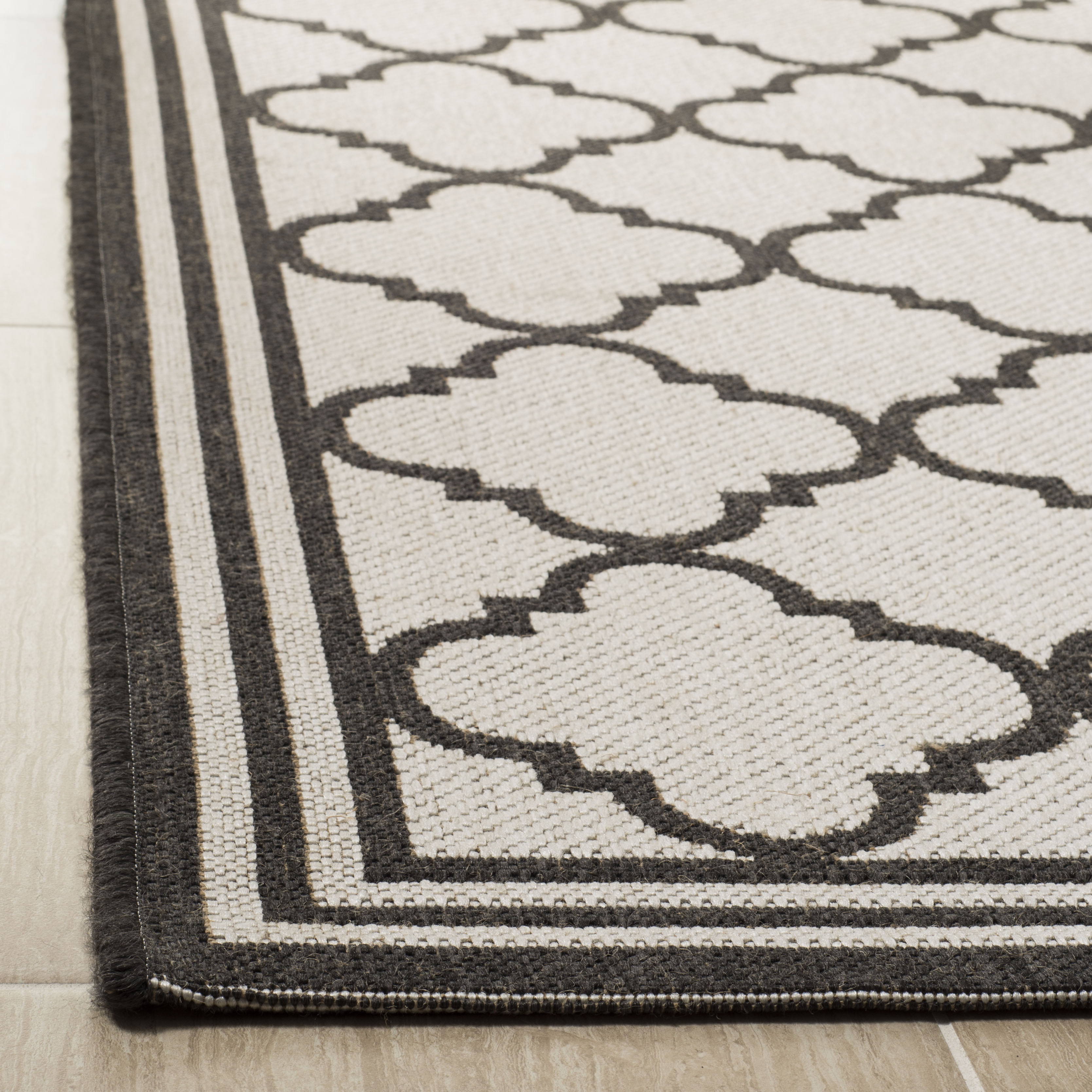 Arlo Home Indoor/Outdoor Woven Area Rug, LND121A, Light Grey/Charcoal,  8' X 10' - Image 1