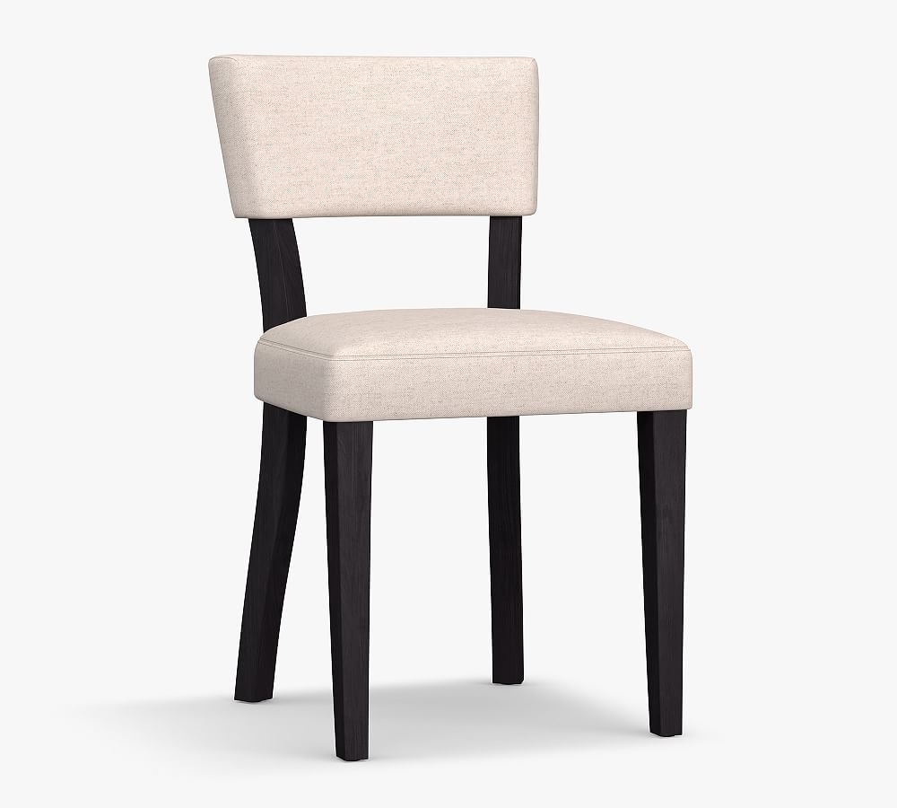 Payson Upholstered Dining Side Chair, Black Leg, Performance Heathered Basketweave Dove - Image 0