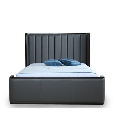 Decan Solid Wood and Upholstered Low Profile Platform Bed - Image 0