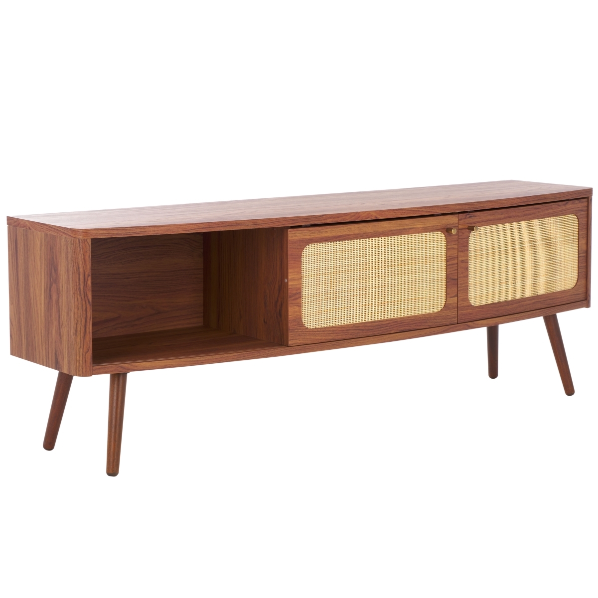 Cielle 2 Door Media Stand - Walnut / Natural - Safavieh - Image 5