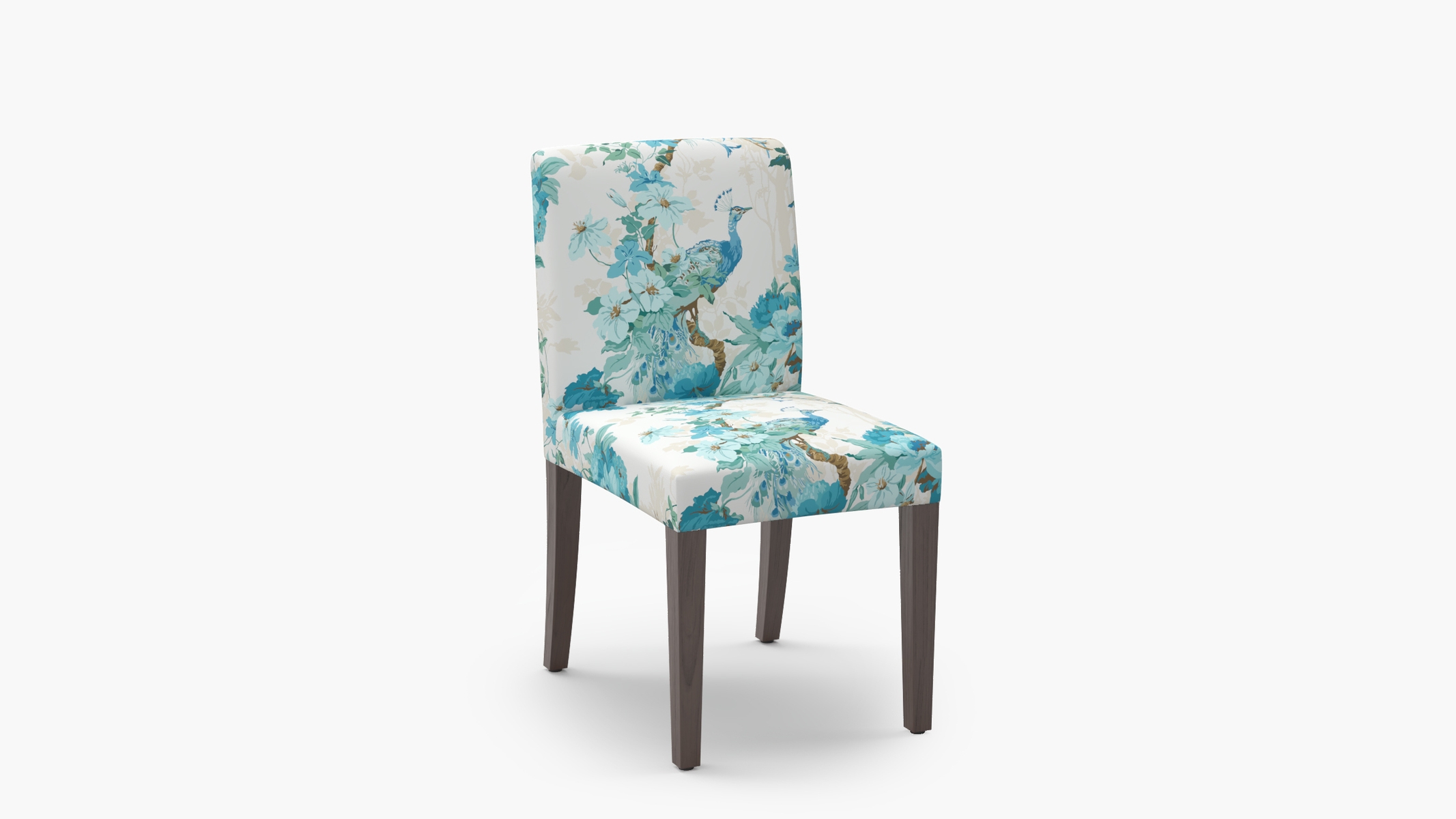 Signature Dining Chair, Turquoise Peacock Park, Espresso Square Tapered Leg - Image 1