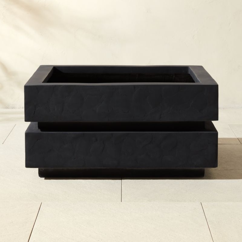 Argo Square Black Cement Fire Pit - Image 2