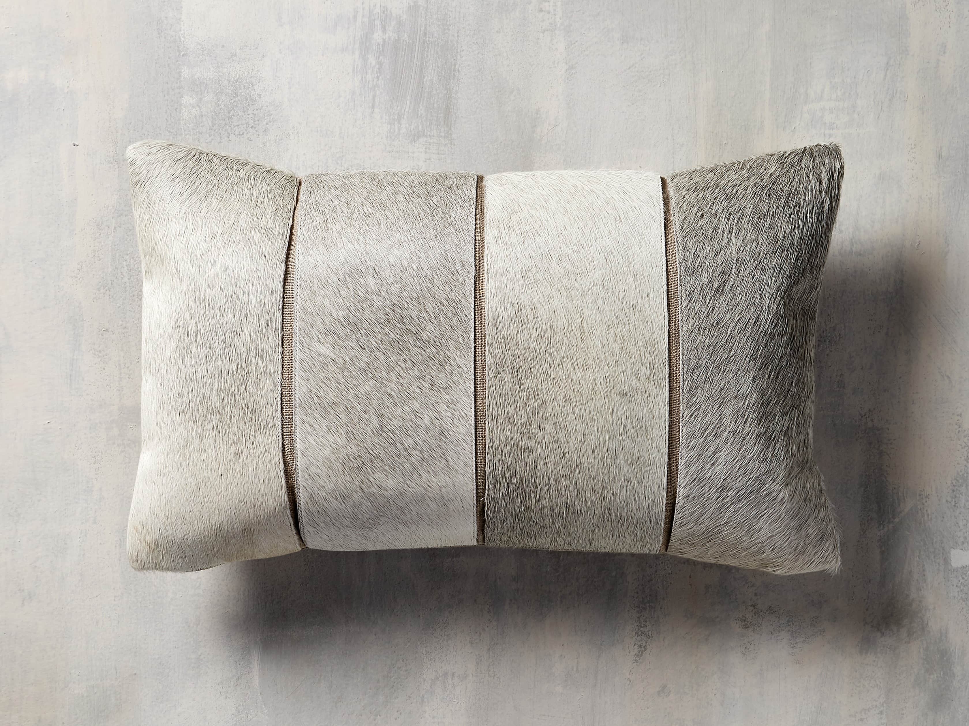 Channel-Stitch Lumbar Pillow Cover Hide in Gray  Grey - Image 0