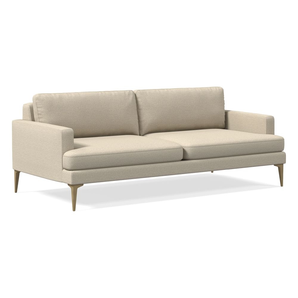 Andes 86" Multi-Seat Sofa, Standard Depth, Chenille Tweed, Dove, Brass - Image 0